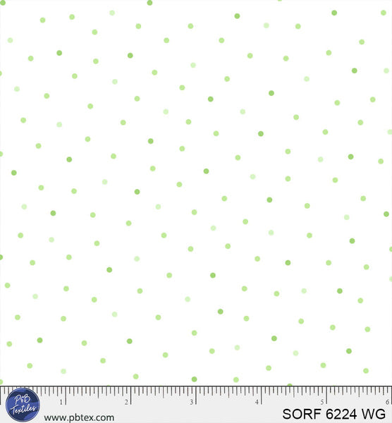 Tissu en flanelle Sorbet blanc avec pois tonaux verts en coton