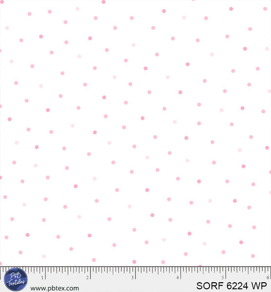 Tissu en flanelle de coton Sorbet avec des pois roses - 44"/45" par yard