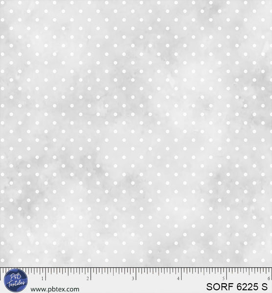 Tissu en coton flanelle gris à pois - 44" / 45" par yard