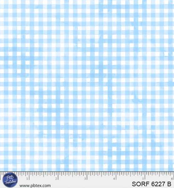 Tela de Algodón Gingham Azul Sorbet Flannel - 44" / 45" por Yarda