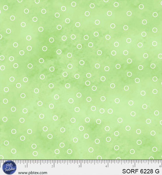 Tissu en coton flanelle vert à pois ouverts Sorbet - 44" / 45" par yard