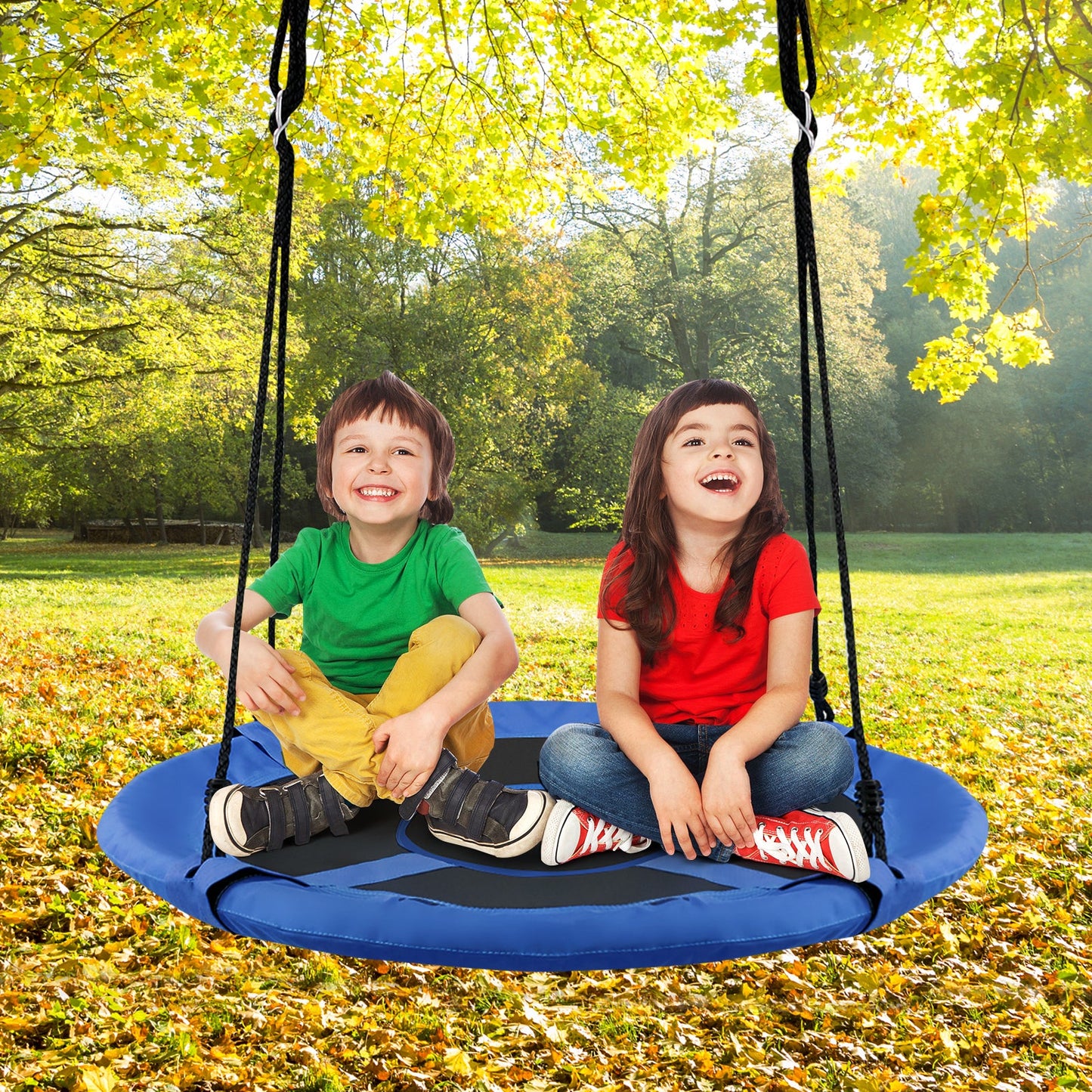 2-in-1 40 Inch Kids Hanging Chair Swing Tent Set - Blue