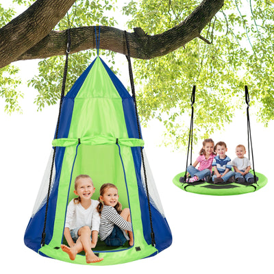 2-in-1 Kids Hanging Chair Swing Tent Set - Green