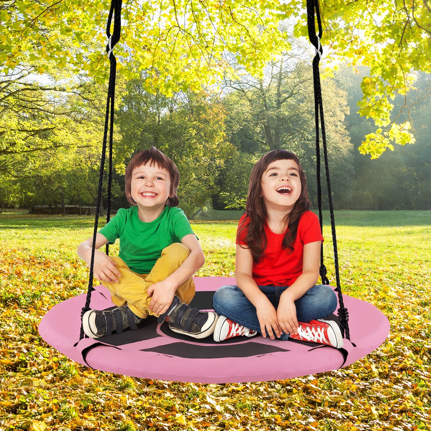 Ensemble de tente de balançoire suspendue 2-en-1 pour enfants - Rose
