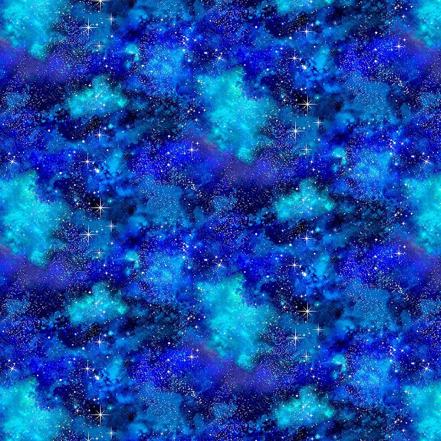 Blue Starry Galaxy Cotton Fabric - 44"/45" Per Yard