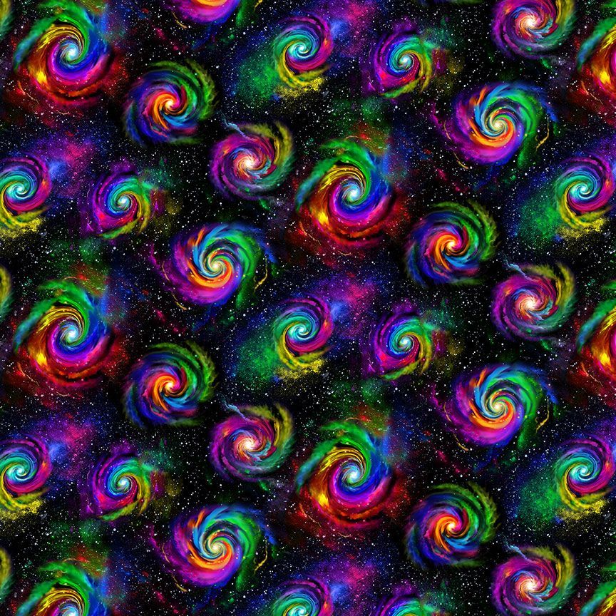 Tissu en coton Black Galaxy Burst - 44"/45" par yard