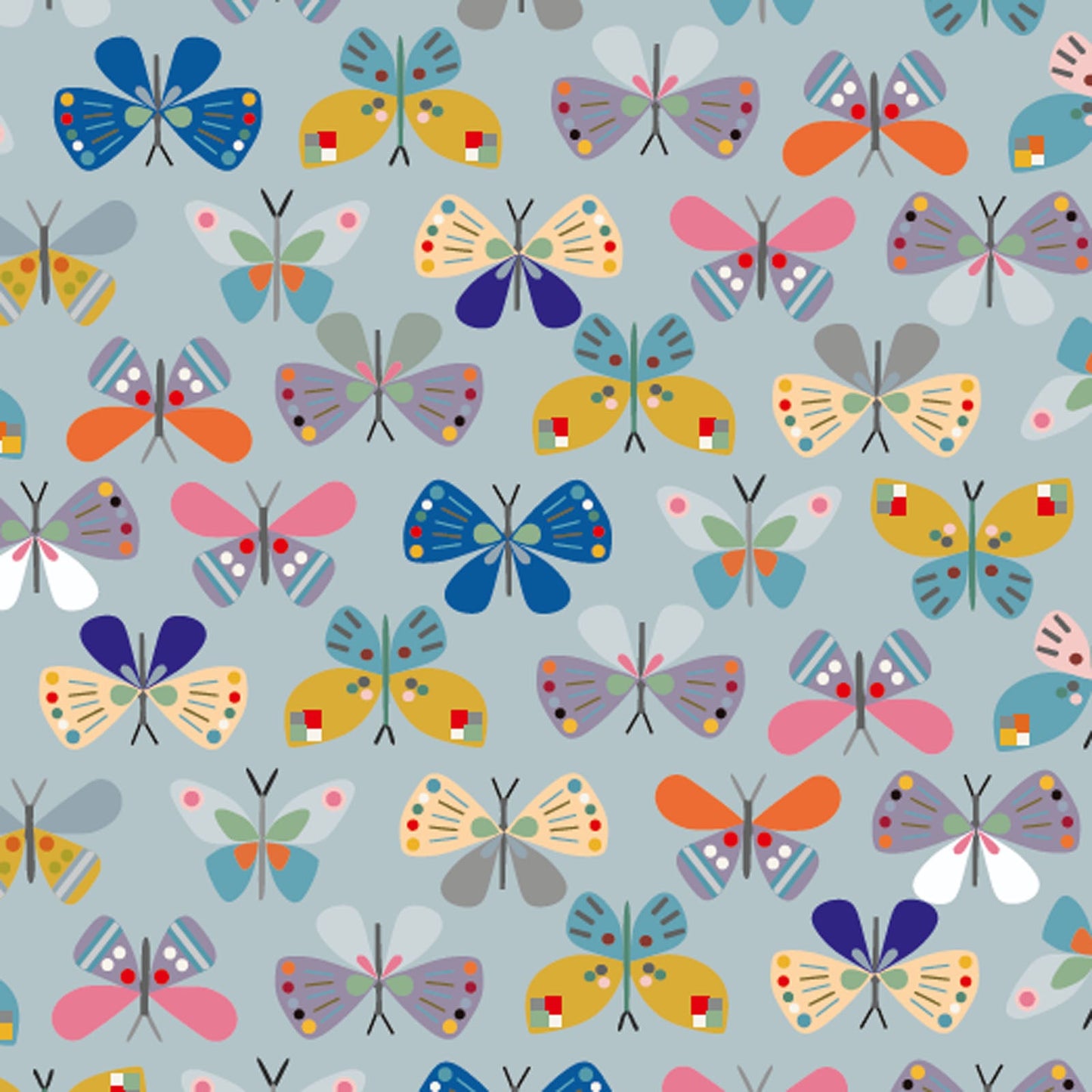 Blue Butterfly Cotton Fabric - 43"/44" Per Yard