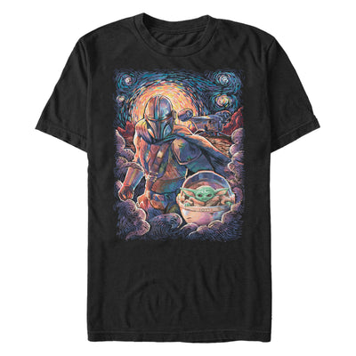 Men's Star Wars The Mandalorian Child Razor Painty Stars T-Shirt