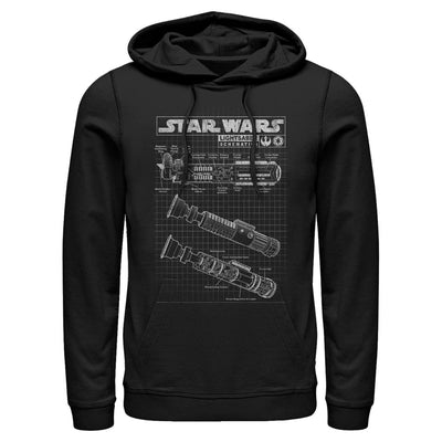 Men's Star Wars Lightsaber Diagram Lightweight Hoodie