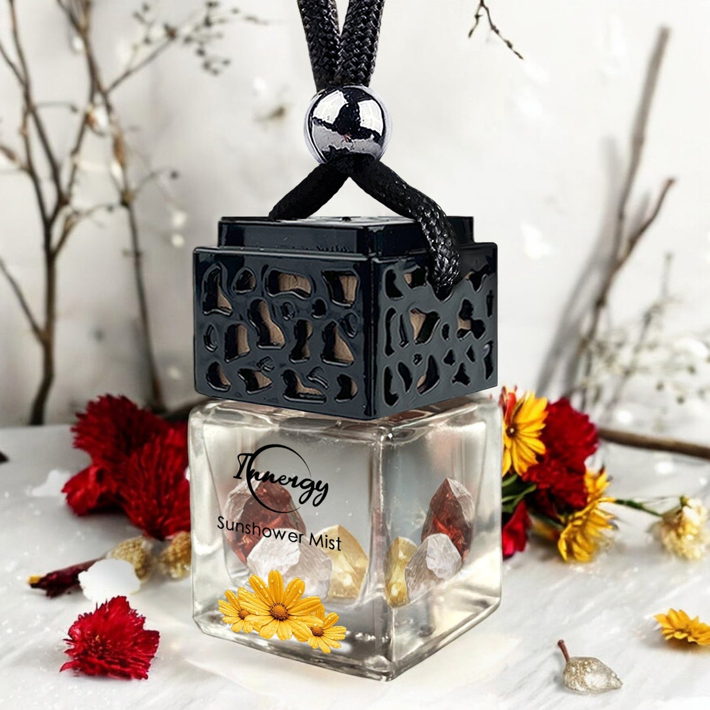 Crystal-Infused Sunshower Mist Car Diffuser - 8ml Air Freshener - Korvel