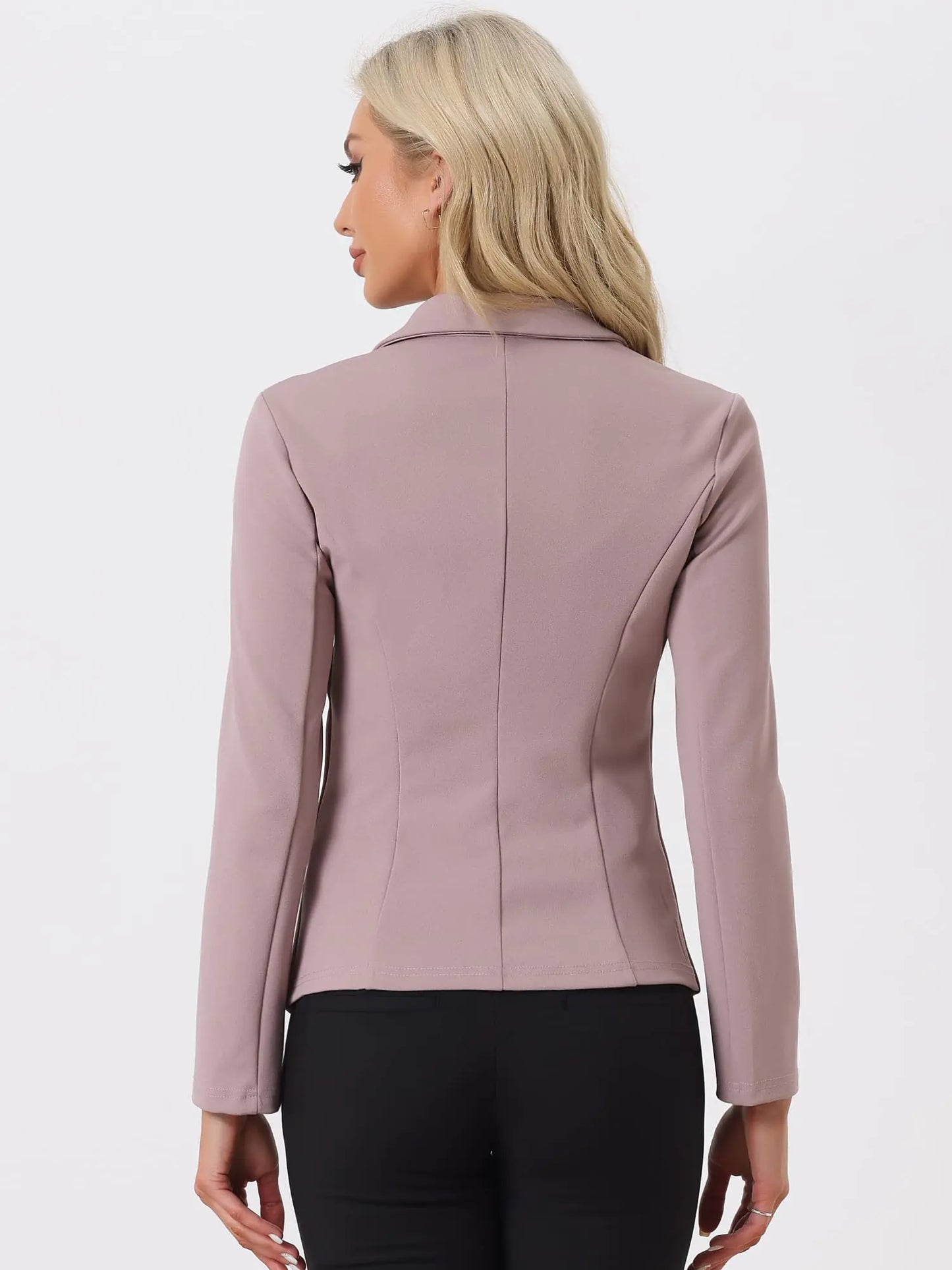 Allegra K Women's Stretch Blazer in Dusty Pink