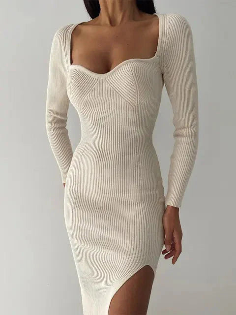 Maxi Cuello Alto: Vestido de Suéter Elegante