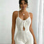 Boho Crochet Romper - White Front Tie Backless