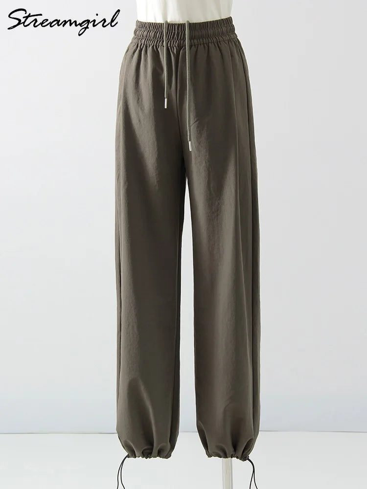 ChicEase Pantalons Jogging Taille Haute à Jambes Larges