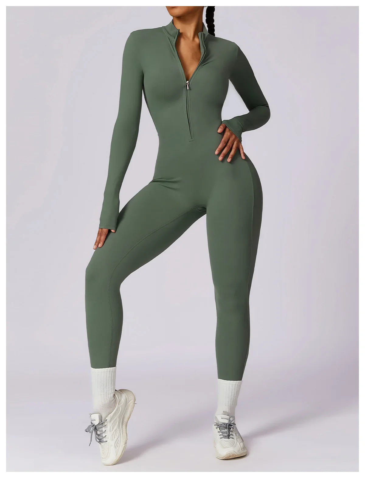 Premium Long Sleeved Yoga Jumpsuit with Zipper