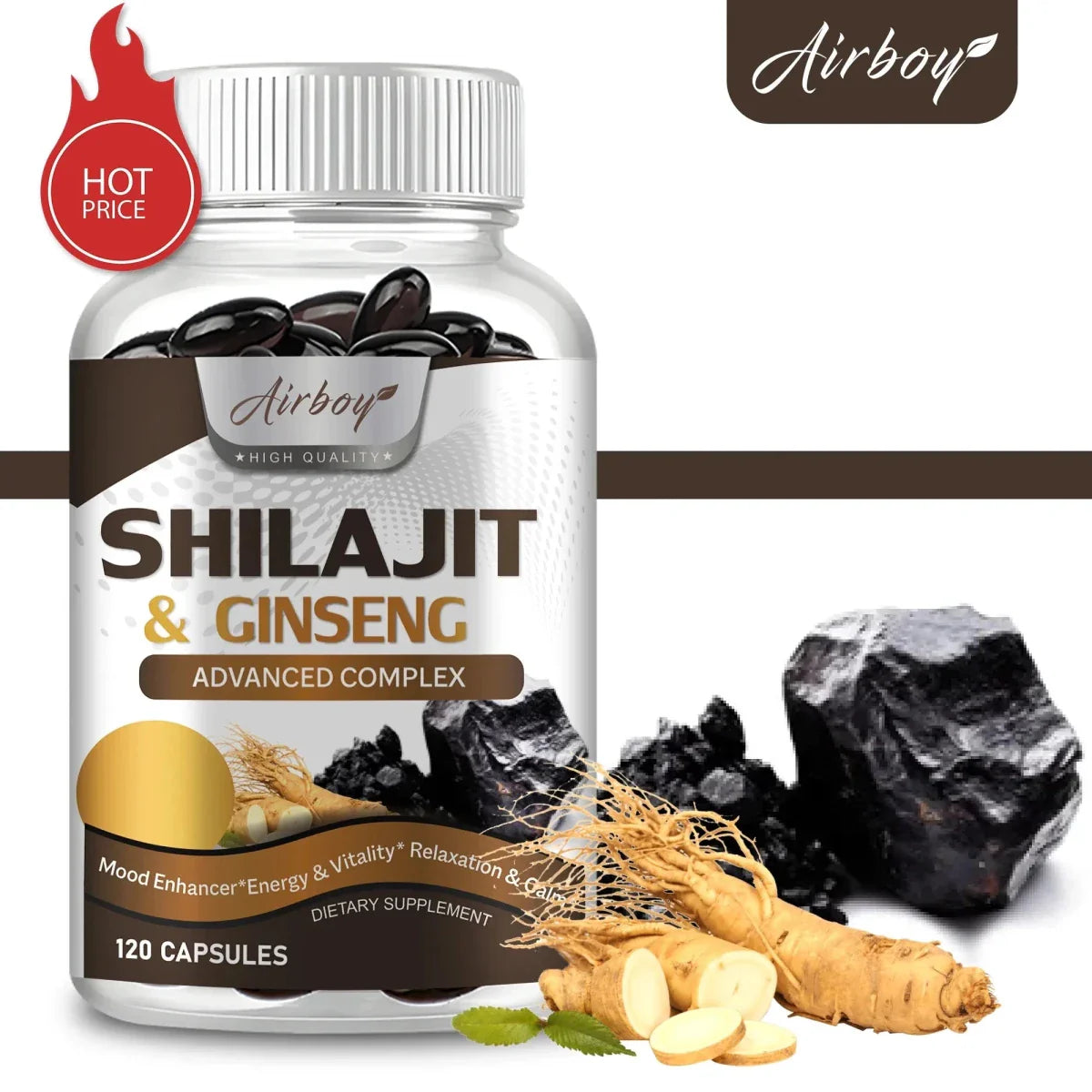 Suplemento Premium de Shilajit y Ginseng - 120 Cápsulas