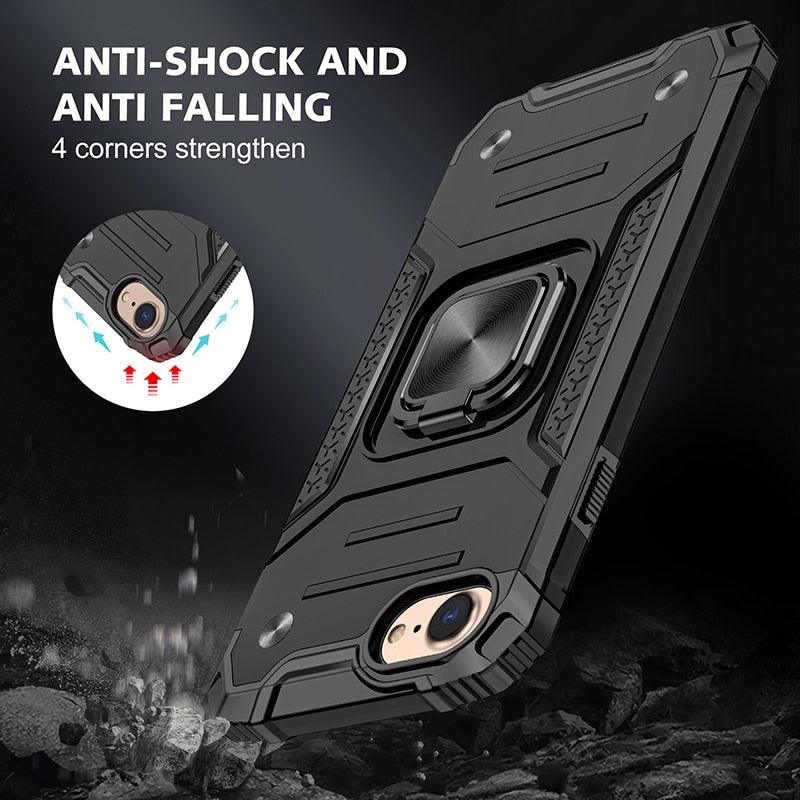 Coque de support avec anneau magnétique en métal pour iPhone 11-14 Pro Max