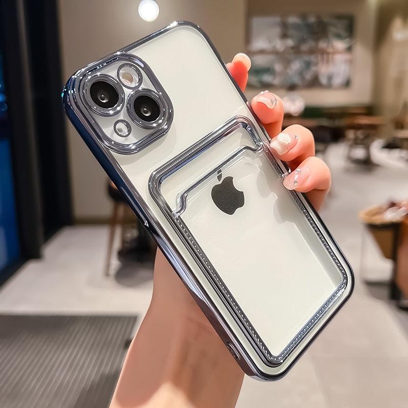 Coque de portefeuille transparente pour iPhone