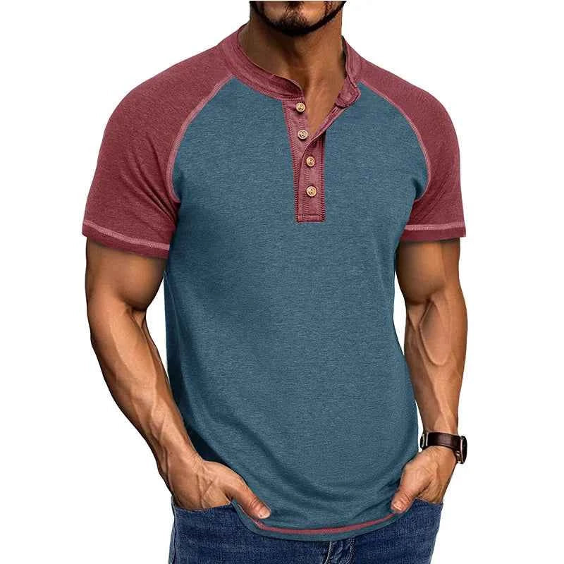 Camiseta de Cuello Alto de Parches Retro para Hombre