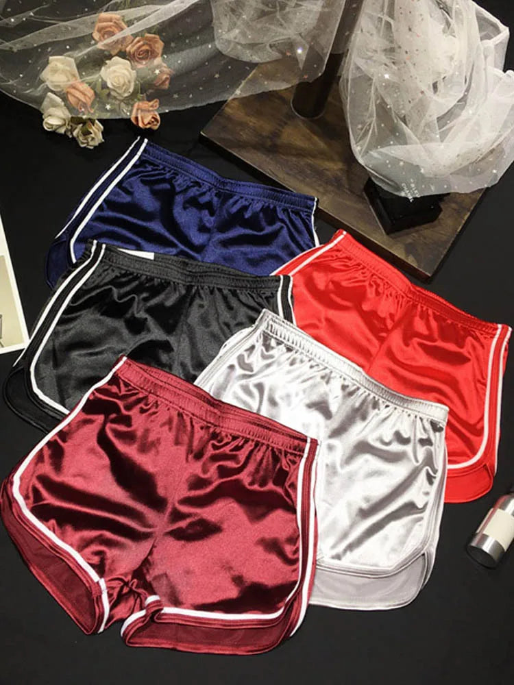 Pantalones Cortos de Playa de Seda de Verano para Mujer - Borde Blanco