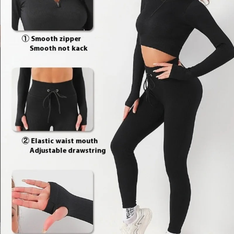 Conjunto de Traje de Yoga Sin Costuras para Mujeres