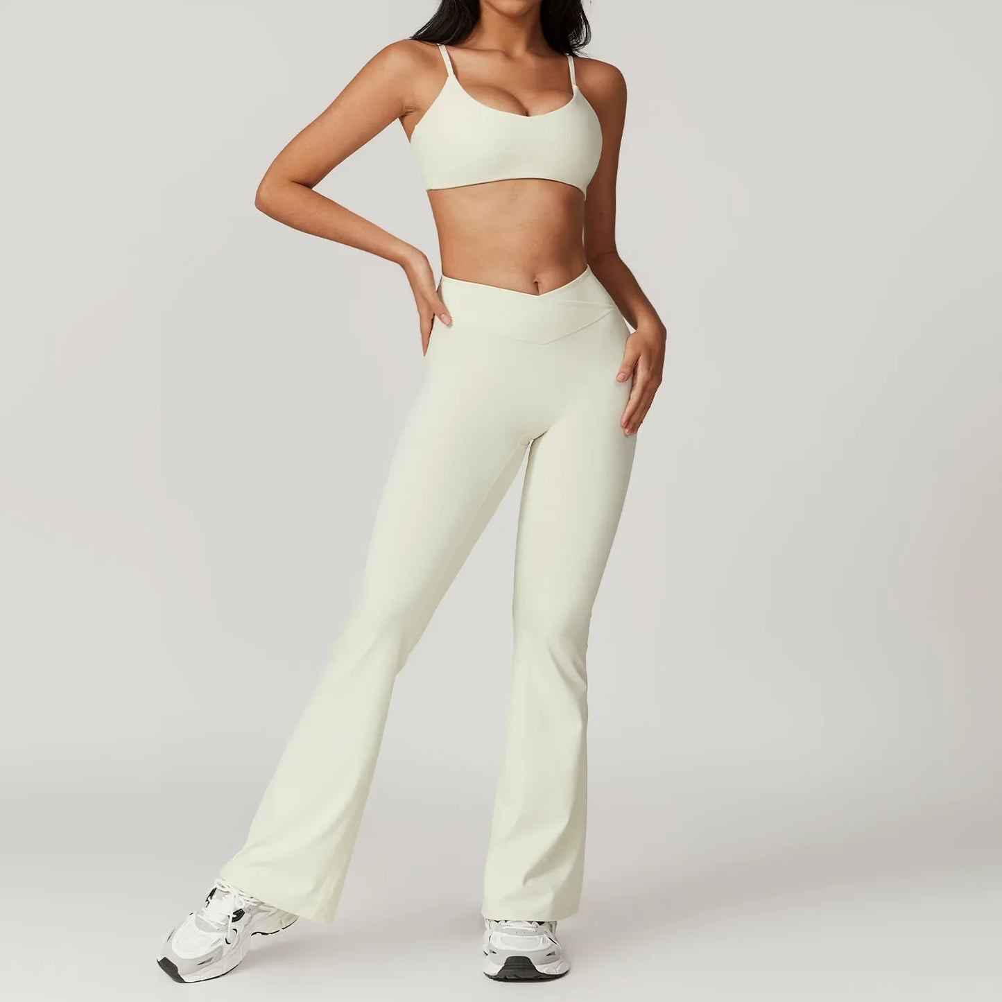 Ensemble de yoga pour femmes en 2 pièces : top court et leggings