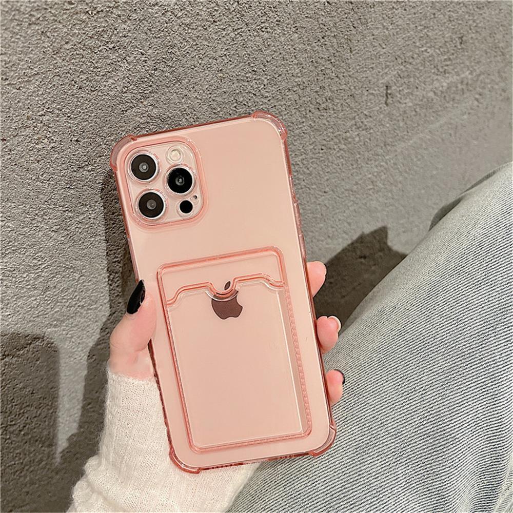 Transparent Card Slot Holder Case for iPhone Models