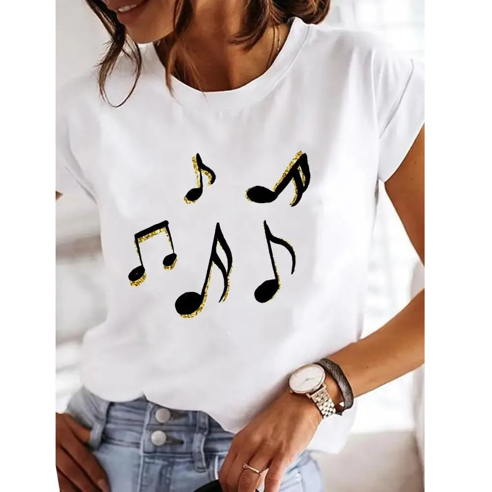 Heart Vibe: Camiseta O-Cuello Elástica de los 90