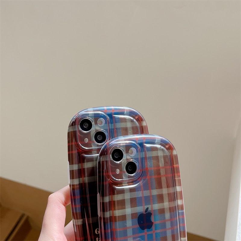 Funda suave de cuadrícula escocesa linda para iPhone 14/13/12/11