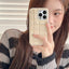 Plush Square Lattice Phone Case for iPhone - Soft & Stylish