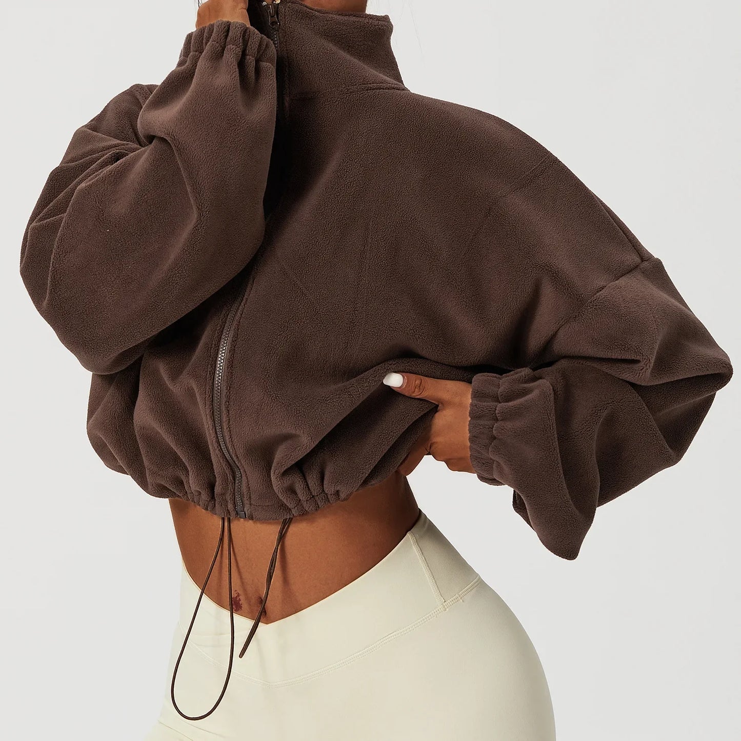 Sudadera con cremallera PolarFleece para mujer - Top corto acogedor