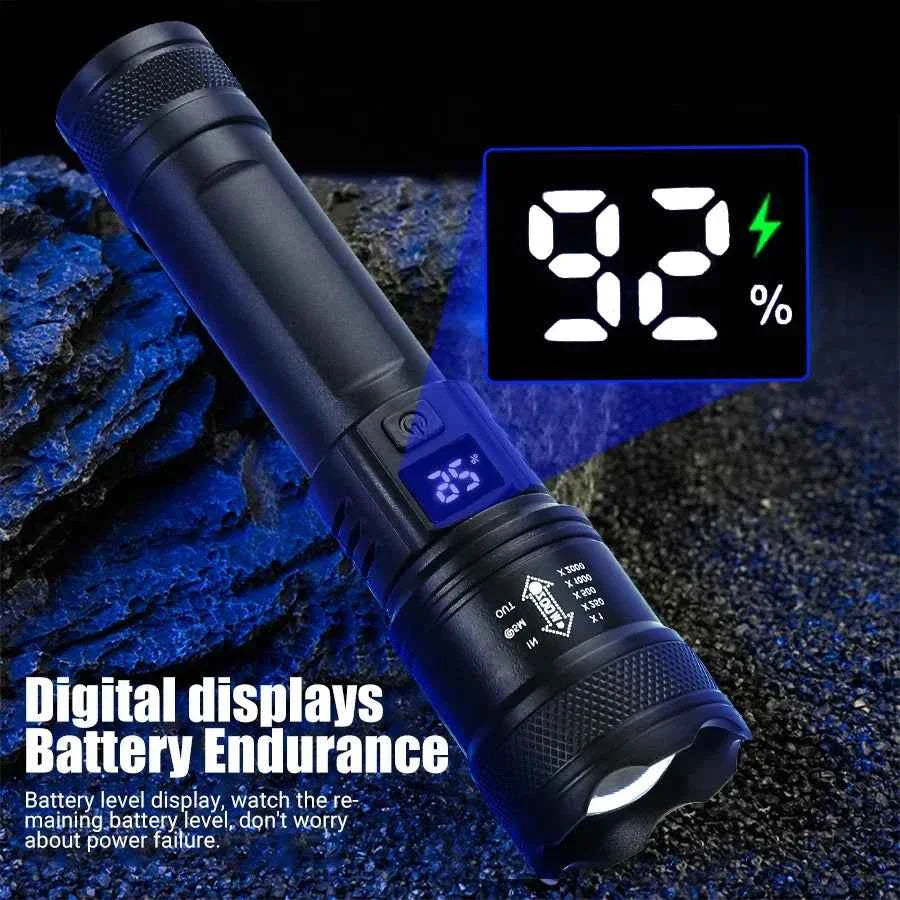 Linterna táctica LED de alta potencia con carga USB