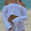 Conjunto de Top Corto de Punto Off Shoulder y Pantalones Cortos para Mujer
