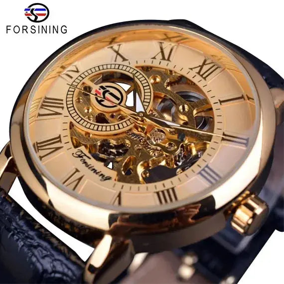 Men's Luxury Mechanical Watch with Leather Band