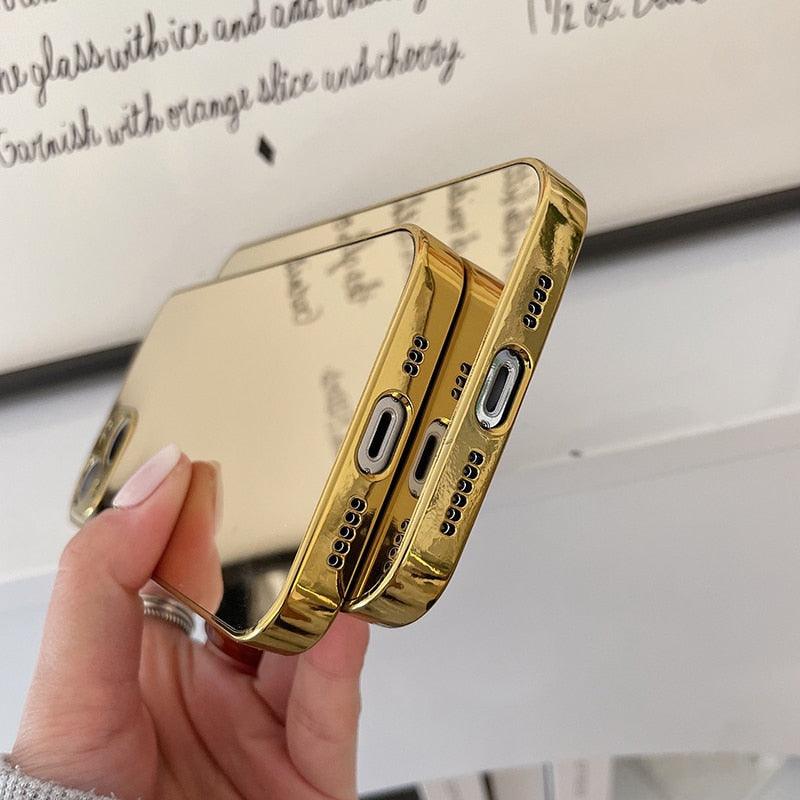 Coque de protection miroir arrière transparente de luxe pour iPhone