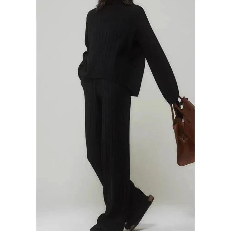 Autumn Winter Women's Knitted Tracksuit Set