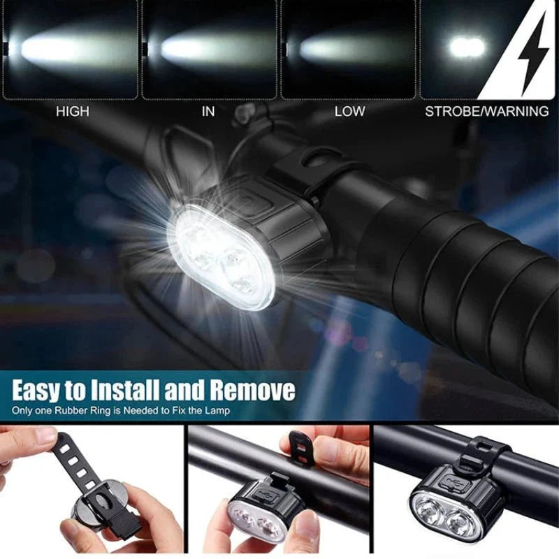 Kit de lumières de vélo rechargeable par USB - Éclairage avant et arrière