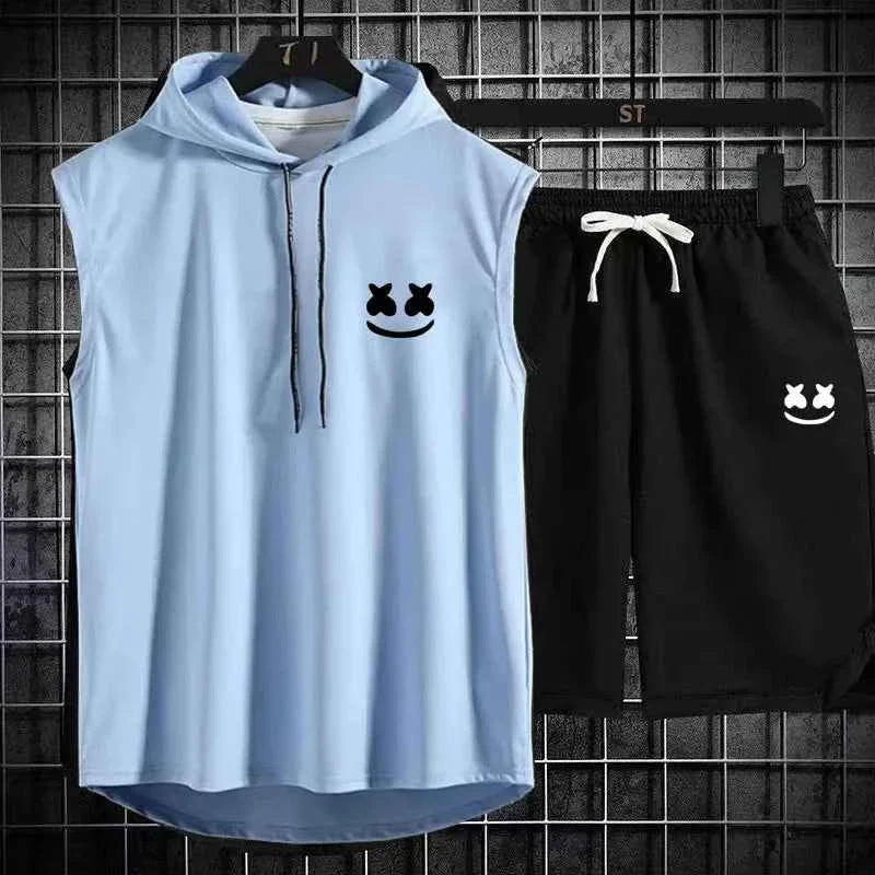 Conjunto de chándal con capucha casual para hombres de verano