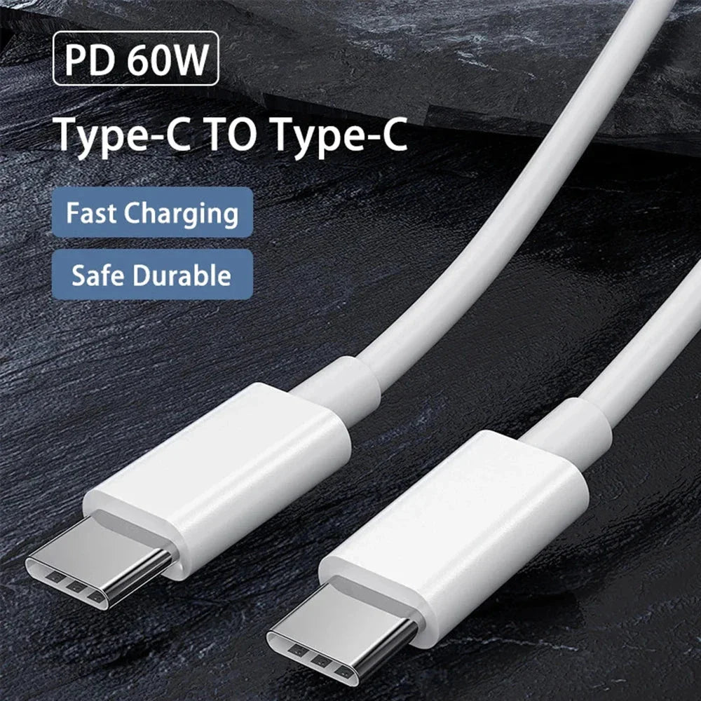 PD 60W USB-C to USB Type-C Cable - Fast Charge & Data Sync