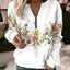 Floral Oversized Zip-Up Hoodie for Women