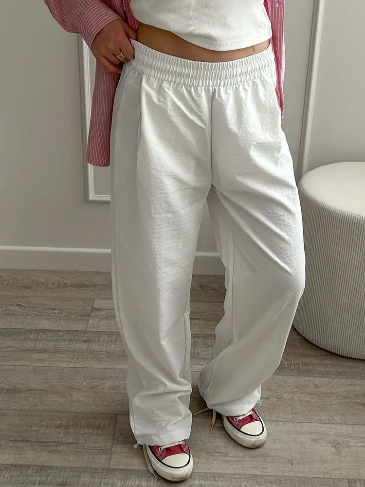ChicEase Pantalons Jogging Taille Haute à Jambes Larges