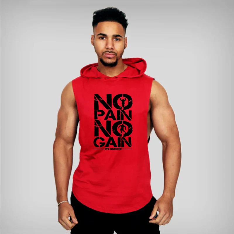 Camiseta sin mangas con capucha para gimnasio para hombres