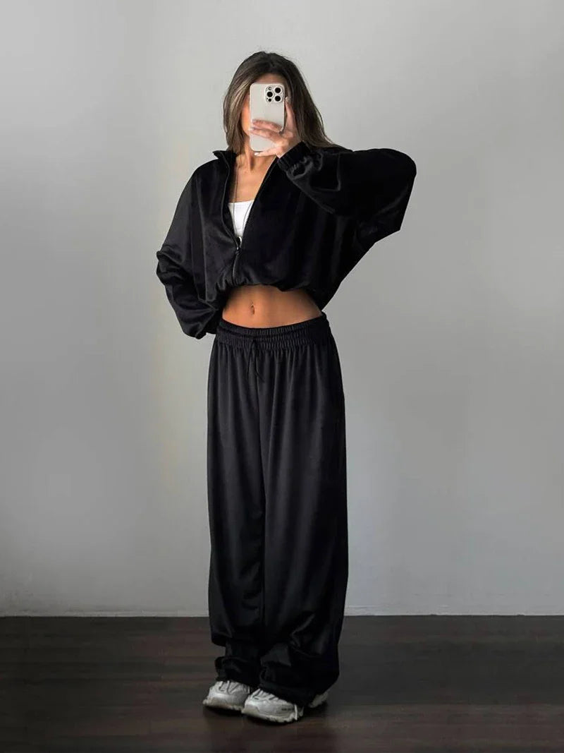 Ensemble de Sweat à Capuche et Pantalons en Velours pour Femmes