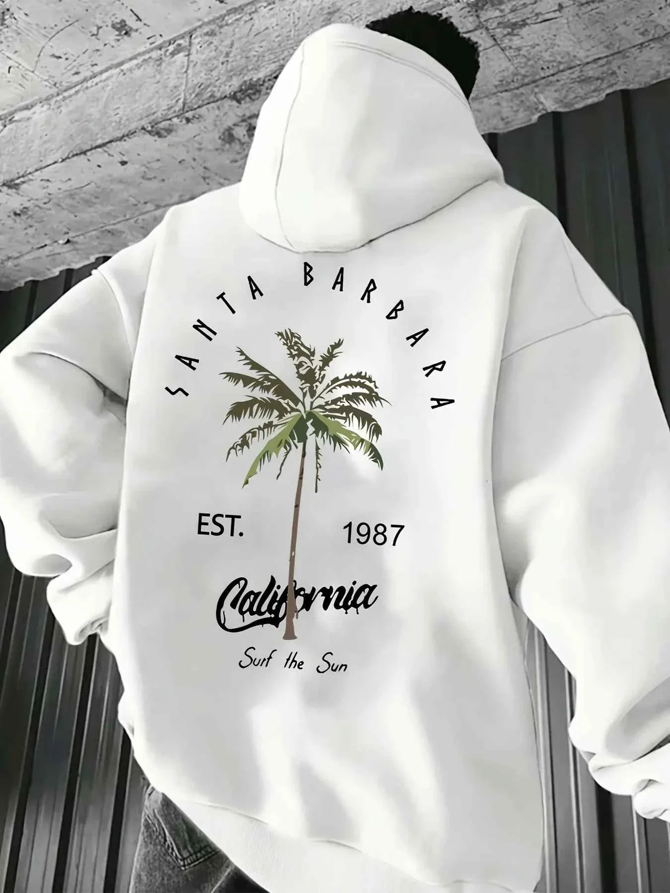 Sudadera con capucha estampada de palmeras tropicales