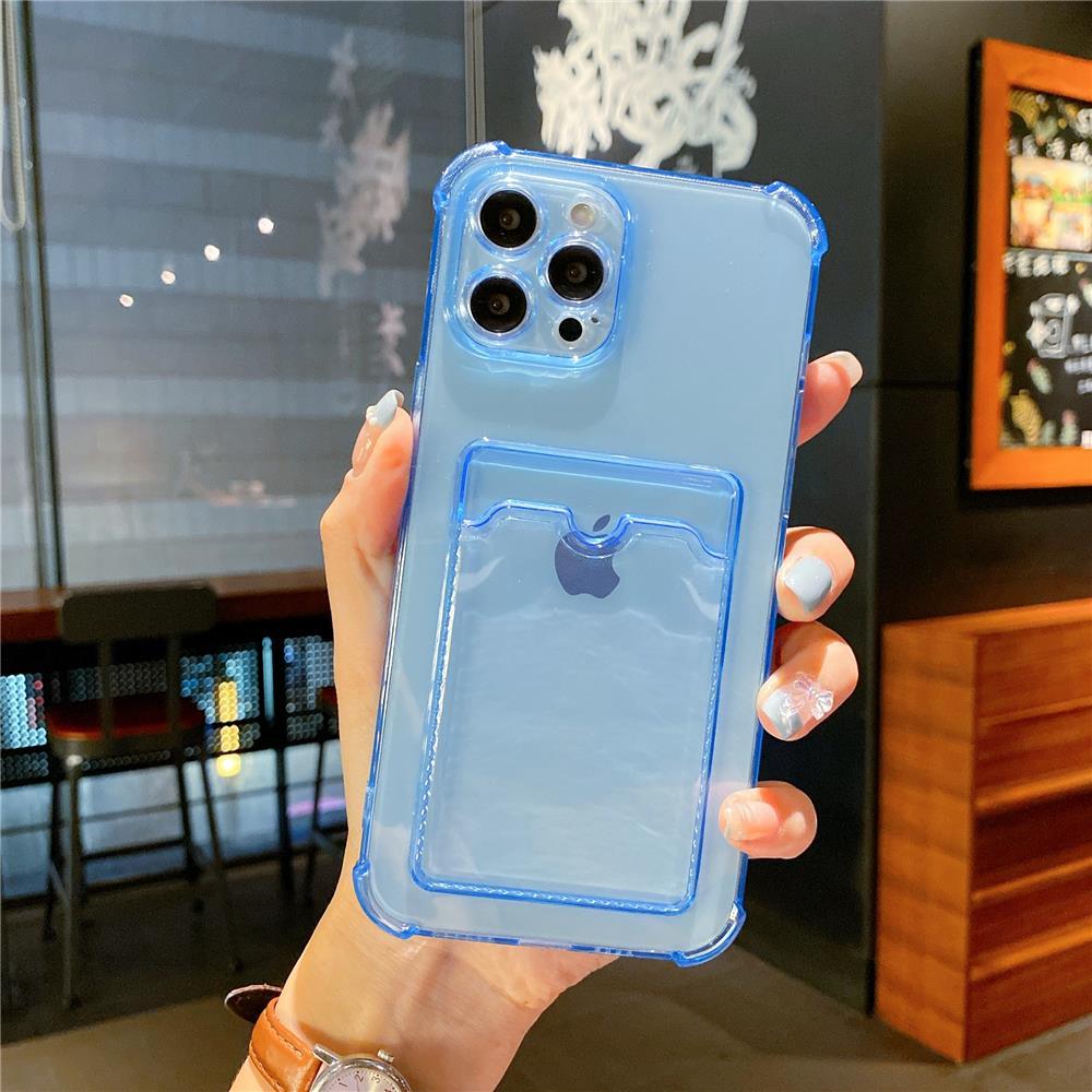 Transparent Card Slot Holder Case for iPhone Models