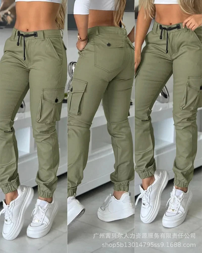 Pantalones Cargo Slim de Cintura Alta para Mujer