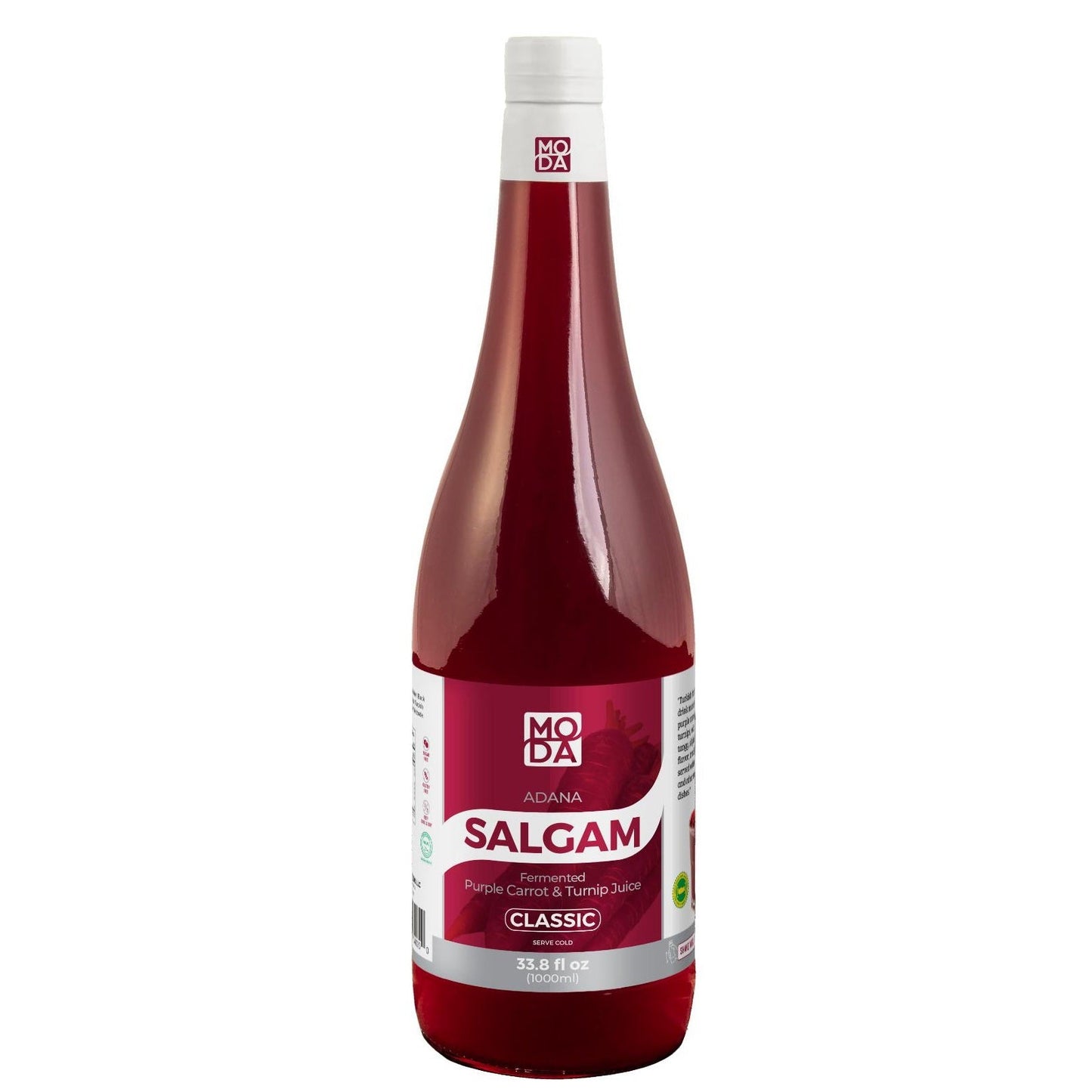 Moda Şalgam – Mild Fermented Purple Carrot & Turnip Juice, Glass Bottle, 33.8 fl oz (1 L)