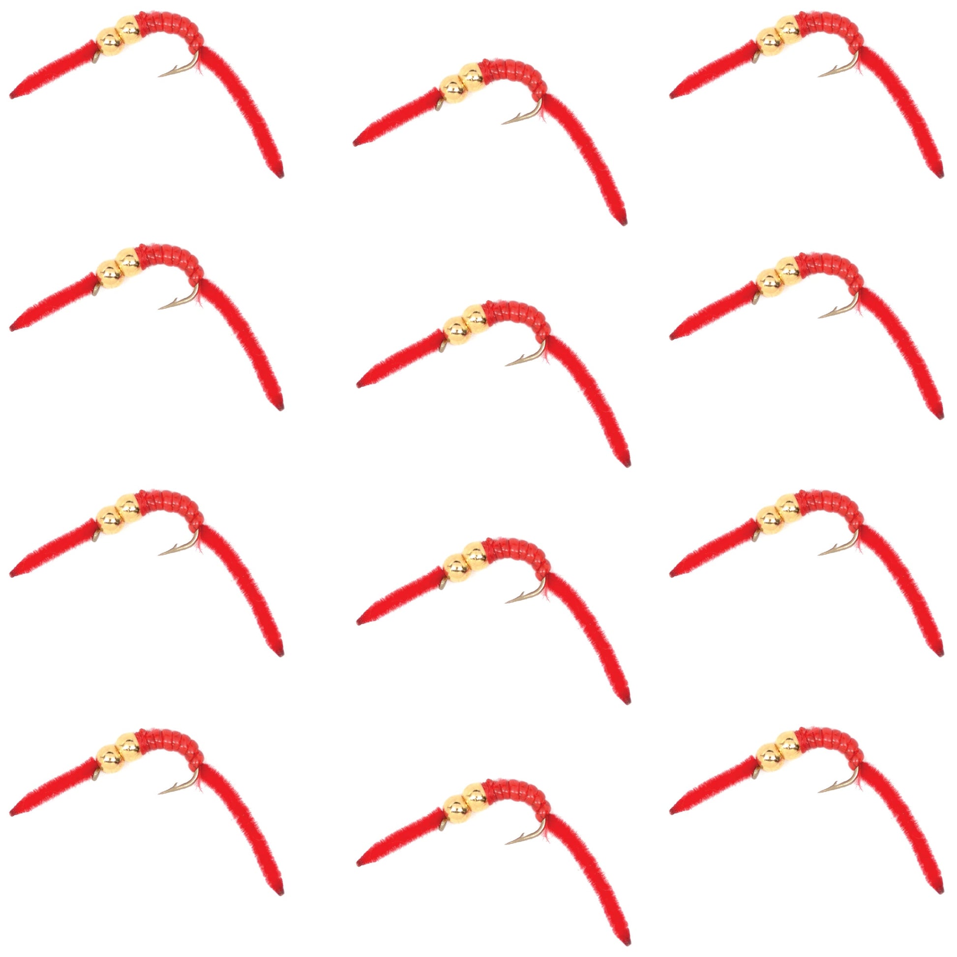 San Juan Double Bead Power Worm - Premium Nymph Flies (12 Pack) - Korvel
