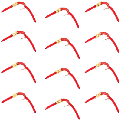 San Juan Double Bead Power Worm - Premium Nymph Flies (12 Pack) - Korvel