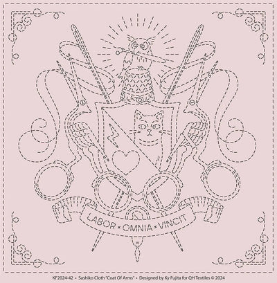 Abrigo de Tela Sashiko con Escudo en Rosa Ceniza